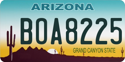AZ license plate BOA8225