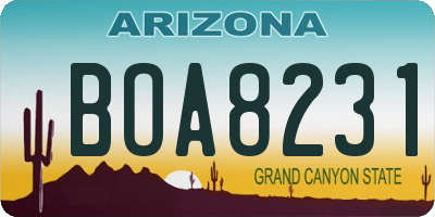 AZ license plate BOA8231