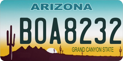 AZ license plate BOA8232