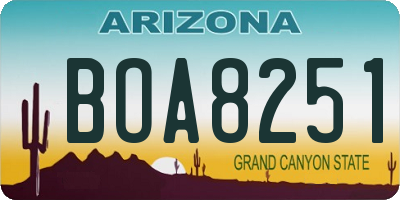 AZ license plate BOA8251