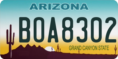 AZ license plate BOA8302