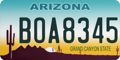 AZ license plate BOA8345