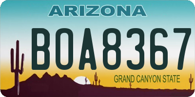 AZ license plate BOA8367