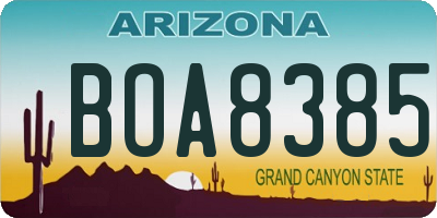 AZ license plate BOA8385