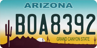 AZ license plate BOA8392