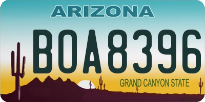 AZ license plate BOA8396