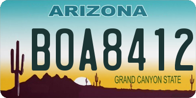 AZ license plate BOA8412