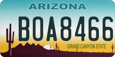 AZ license plate BOA8466