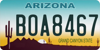 AZ license plate BOA8467
