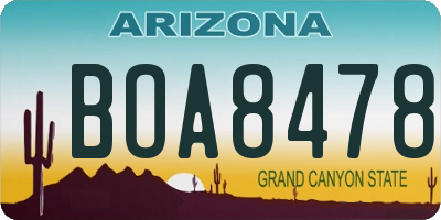 AZ license plate BOA8478