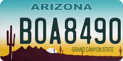 AZ license plate BOA8490