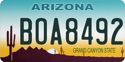 AZ license plate BOA8492