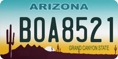 AZ license plate BOA8521