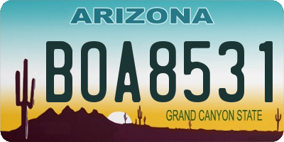 AZ license plate BOA8531