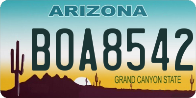 AZ license plate BOA8542