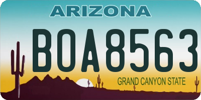AZ license plate BOA8563