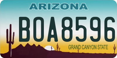 AZ license plate BOA8596