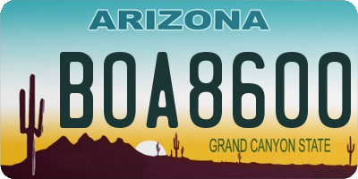 AZ license plate BOA8600