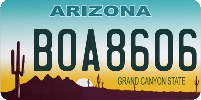 AZ license plate BOA8606