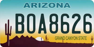 AZ license plate BOA8626