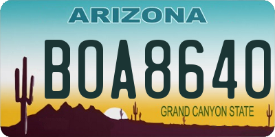 AZ license plate BOA8640