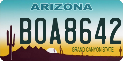 AZ license plate BOA8642