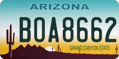 AZ license plate BOA8662