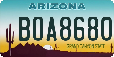 AZ license plate BOA8680
