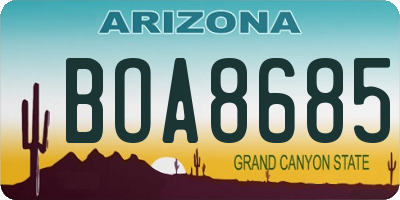 AZ license plate BOA8685