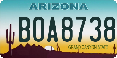 AZ license plate BOA8738