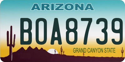 AZ license plate BOA8739
