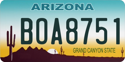 AZ license plate BOA8751