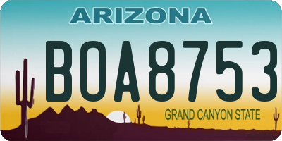 AZ license plate BOA8753