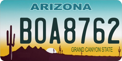 AZ license plate BOA8762