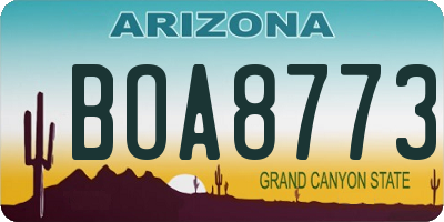 AZ license plate BOA8773