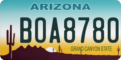 AZ license plate BOA8780