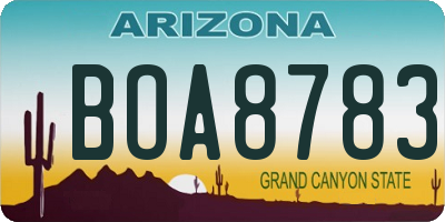 AZ license plate BOA8783