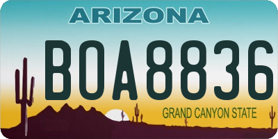 AZ license plate BOA8836