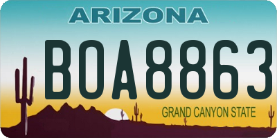 AZ license plate BOA8863