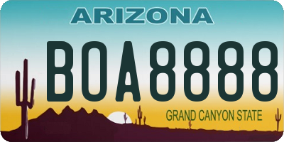 AZ license plate BOA8888