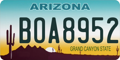 AZ license plate BOA8952