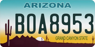 AZ license plate BOA8953