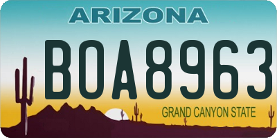AZ license plate BOA8963