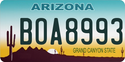 AZ license plate BOA8993