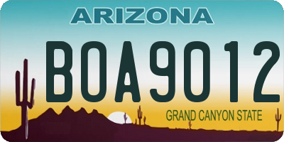 AZ license plate BOA9012