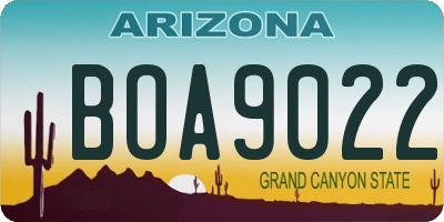 AZ license plate BOA9022