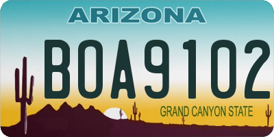 AZ license plate BOA9102