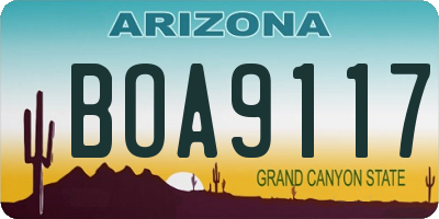 AZ license plate BOA9117