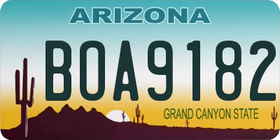 AZ license plate BOA9182