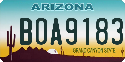 AZ license plate BOA9183